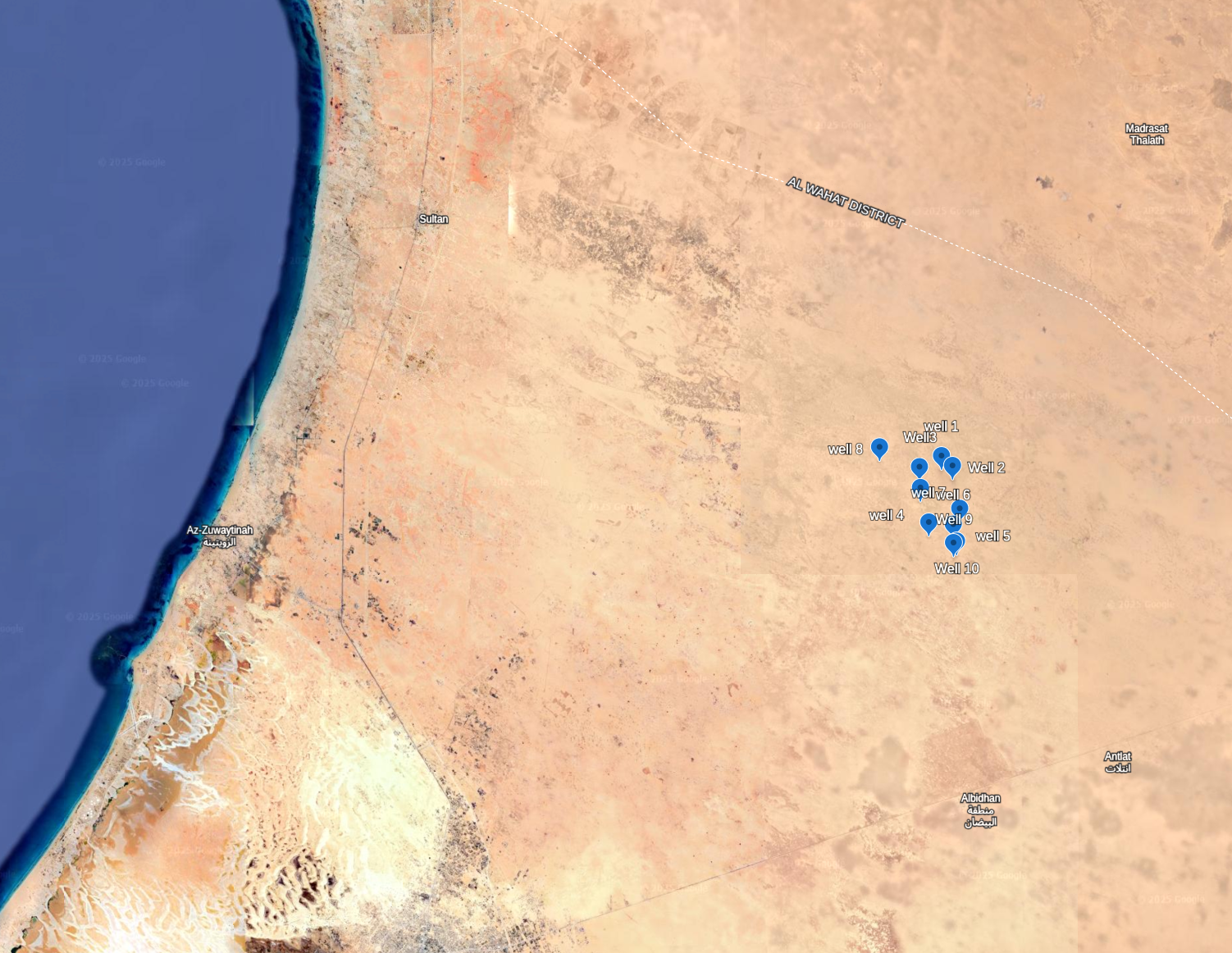 NC-129 (Sultan Field) – sample cluster of capped wells